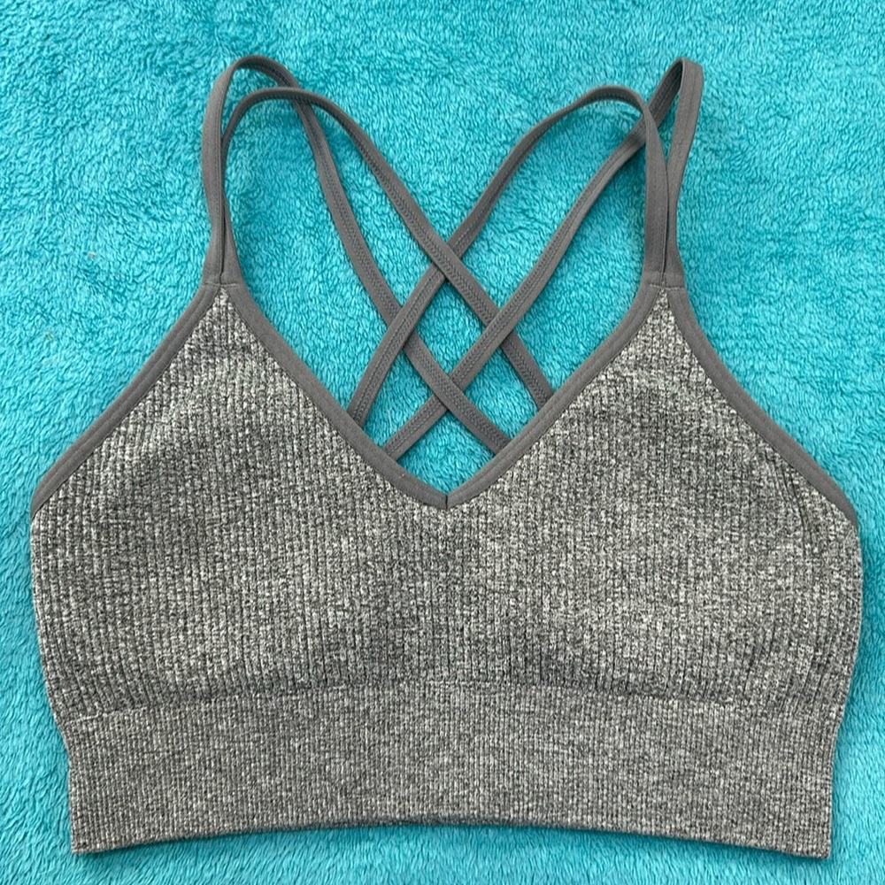 Brand new XS Aerie ribbed gray sports bra
